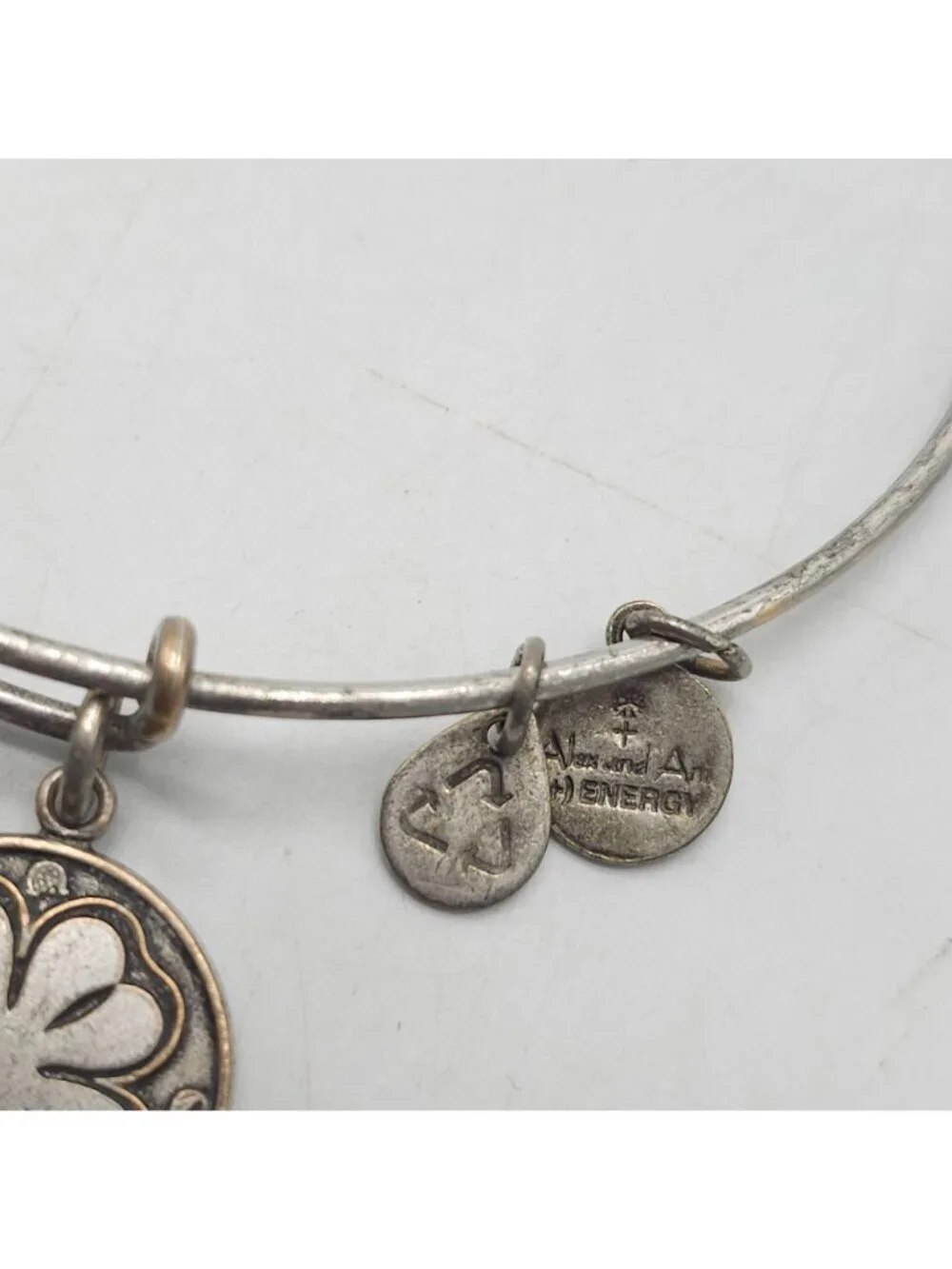 Alex And Ani Silver-Tone Four-Leaf Clover Charm Bangle Bracelet 2013